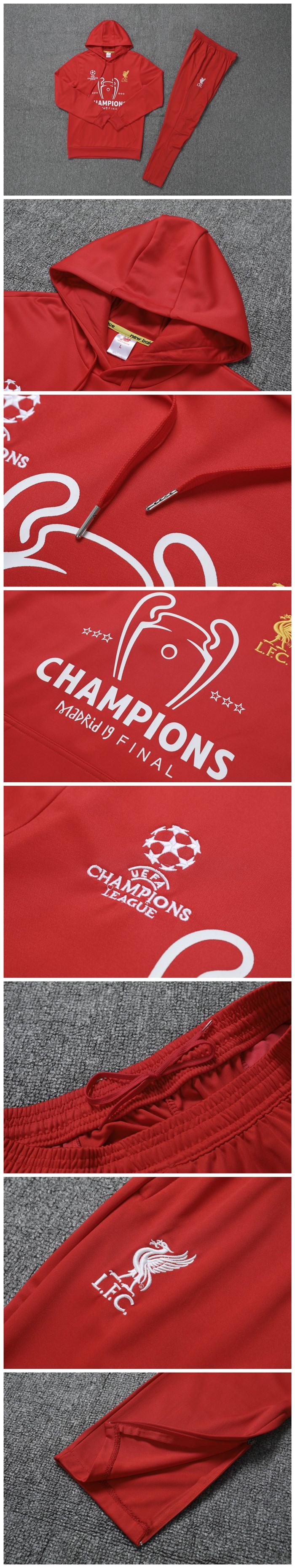 2019-20 Liverpool Red Champion Hoody Kits - Click Image to Close